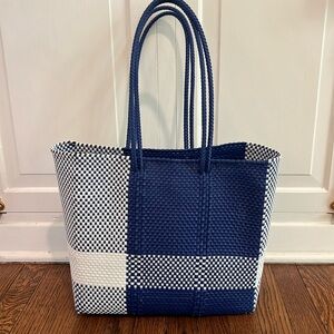 Frances Valentine Buena Tote Plaid Navy